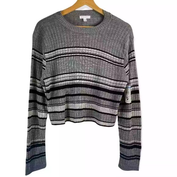 Abound | EUC Black and Gray Lightweight Ribbed Cropped Sweater Size X-Large - Picture 1 of 7